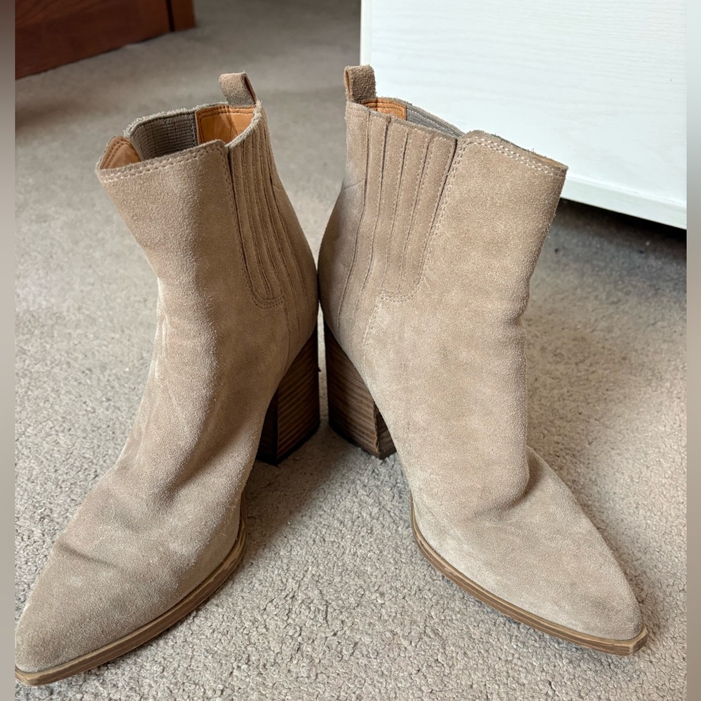 Marc Fisher Nude Suede Bootie 8.5